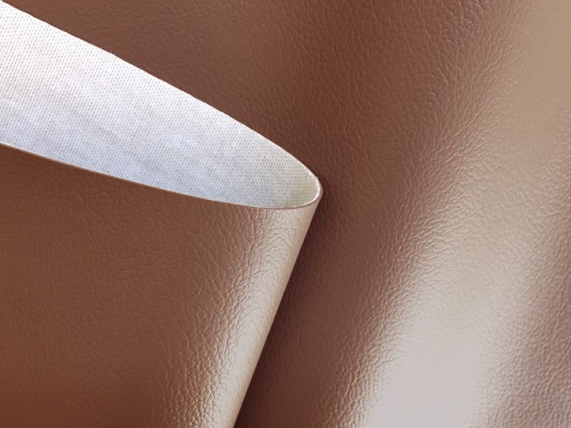 画像2: 合皮レザー生地【難燃 伸縮性 ライトブラウン 巾137】 (2)