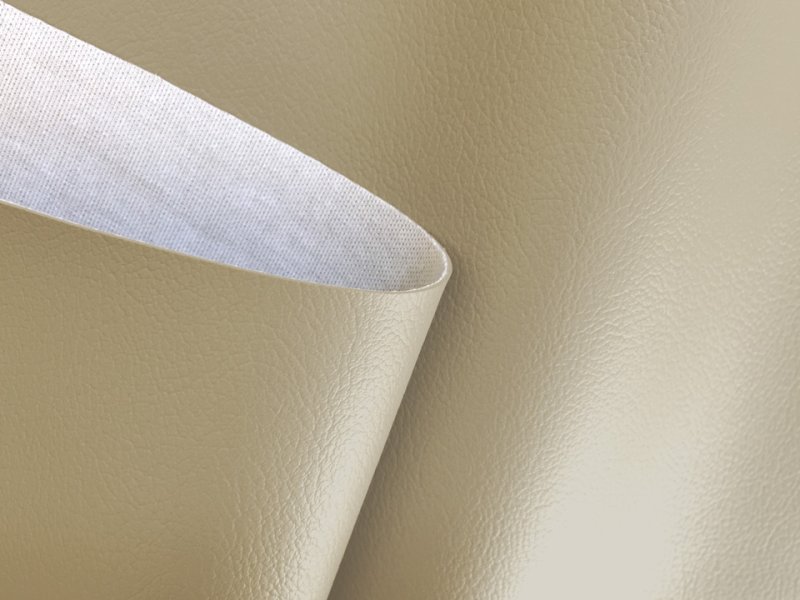 画像2: 合皮レザー生地【難燃 伸縮性 グレイッシュベージュ 巾137】 (2)