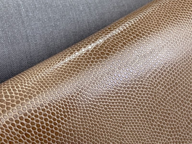 画像3: 【特価】トカゲ革 合皮レザー生地 エンボス【リザード 茶色】 ※廃番予定※ (3)