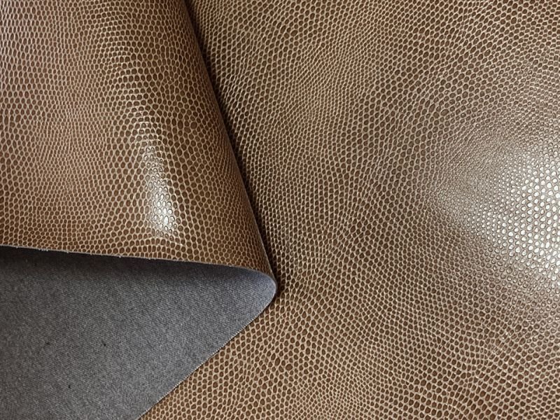 画像5: 【特価】トカゲ革 合皮レザー生地 エンボス【リザード 茶色】 ※廃番予定※ (5)