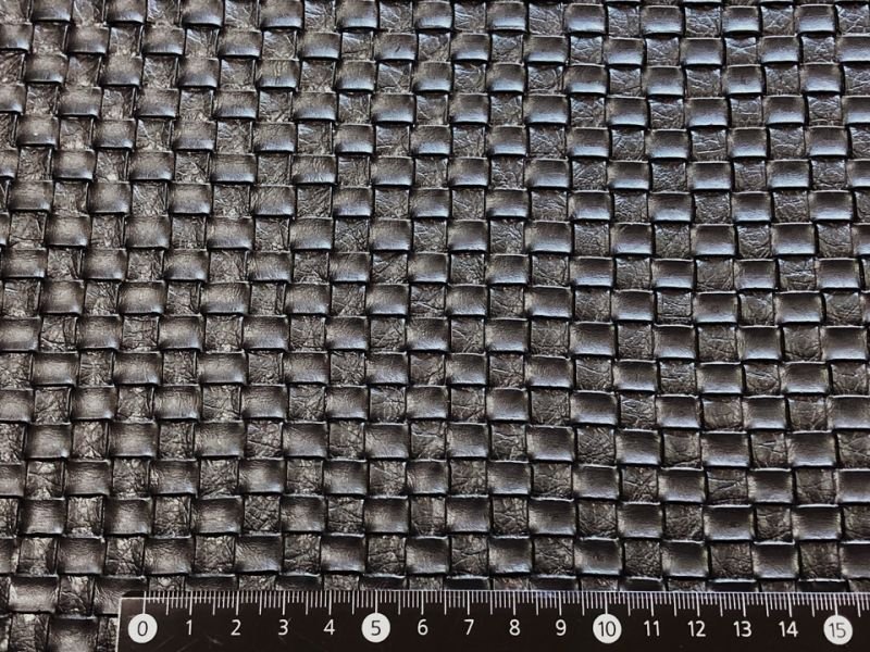 画像4: 合皮レザー生地 エンボス 難燃【広幅 メッシュ 編込模様 黒】 (4)
