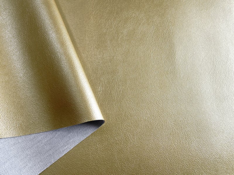 画像3: 合皮レザー生地 メタリック 金属光沢調 難燃【メタイエロー】 (3)