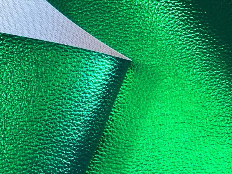 画像5: [送料無料]【限定品】合皮レザー生地 箔加工 メタリックラメ 【グリーン】92×30cm (5)