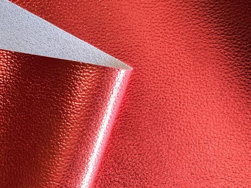画像5: [送料無料]【限定品】合皮レザー生地 箔加工 メタリックラメ 【レッド】92×30cm (5)