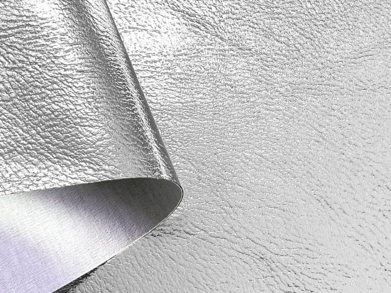 画像3: 【限定品】箔加工 合皮レザー生地 メタリックラメ 【シボ 銀色・シルバー】 (3)