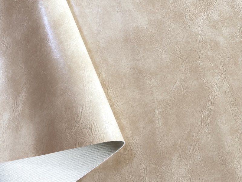 画像3: 合皮レザー生地 難燃【レトロ調 薄ベージュ】 (3)