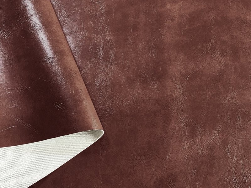 画像3: 合皮レザー生地 難燃【レトロ調 茶】 (3)