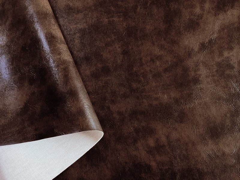 画像3: 合皮レザー生地 難燃【レトロ調 こげ茶】 (3)