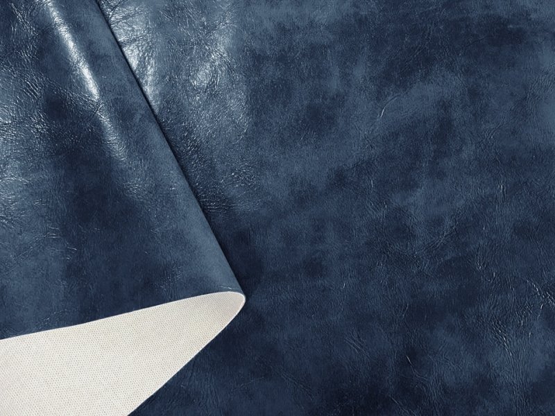 画像3: 合皮レザー生地 難燃【レトロ調 ブルー】 (3)