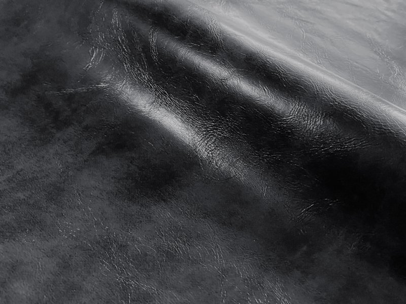 画像2: 合皮レザー生地 難燃【レトロ調 グレーブラック】 (2)