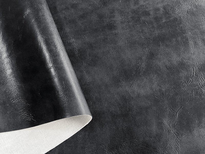 画像3: 合皮レザー生地 難燃【レトロ調 グレーブラック】 (3)