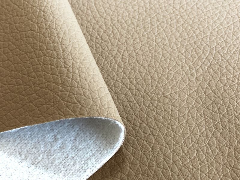 画像3: 合皮レザー生地 難燃 広幅【ソフト シボ大 濃ベージュ】 (3)