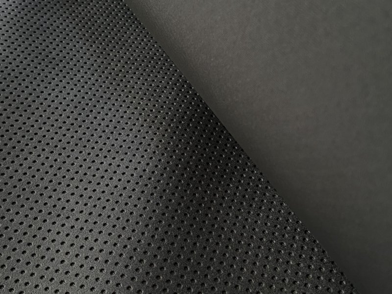 画像5: 【142×50cm単位】最高級 スエード調生地 人工皮革 日本製 【パンチング 黒〜ダークグレー（黒の裏張あり）穴大きめ】（アウトレット） (5)