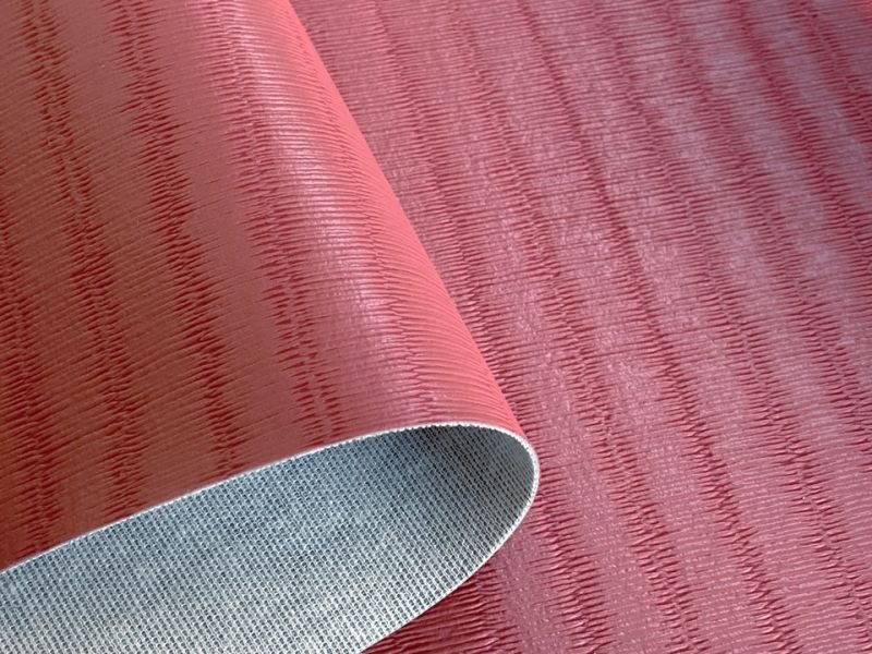 画像4: 合皮レザー生地 エンボス 難燃【畳模様 レッド】 (4)