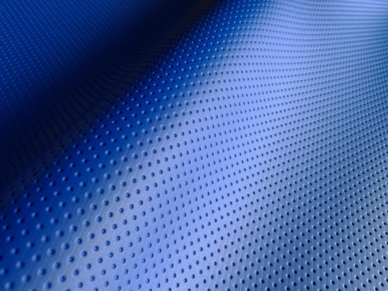 画像2: [巾60] 合皮レザー生地【カラフル ドットパンチング 難燃 耐候性 青】 (2)