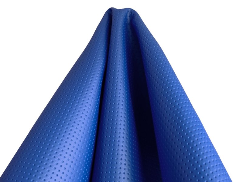 画像4: [巾60] 合皮レザー生地【カラフル ドットパンチング 難燃 耐候性 青】 (4)