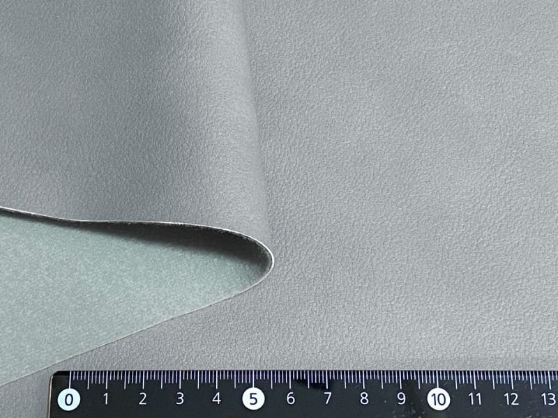 画像2: もっちり厚手 ソフト 合皮レザー生地 広幅 伸縮 難燃【グレー】 (2)